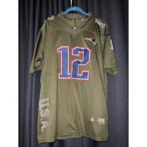Tom Brady Patriots Green Salute To Service Jersey Mens L NIKE Team Apparel